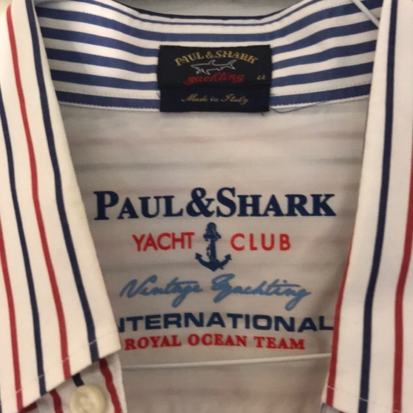 Paul & Shark size 44 blue and red striped shirt - Picture 2 of 3